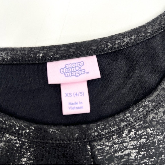 NWT MORE THAN MAGIC Girl's Black Glitter Front Knot Tank Top Size 4/5 - Picture 4 of 10
